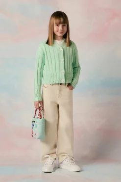 Knitwear>MARNI Ribbed cardigan with rips placid blue