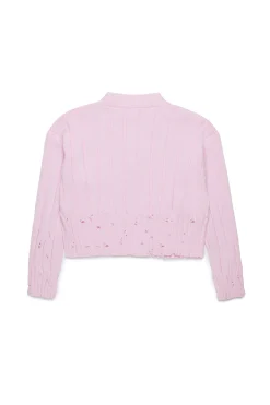 Knitwear>MARNI Ribbed cardigan with rips light pink