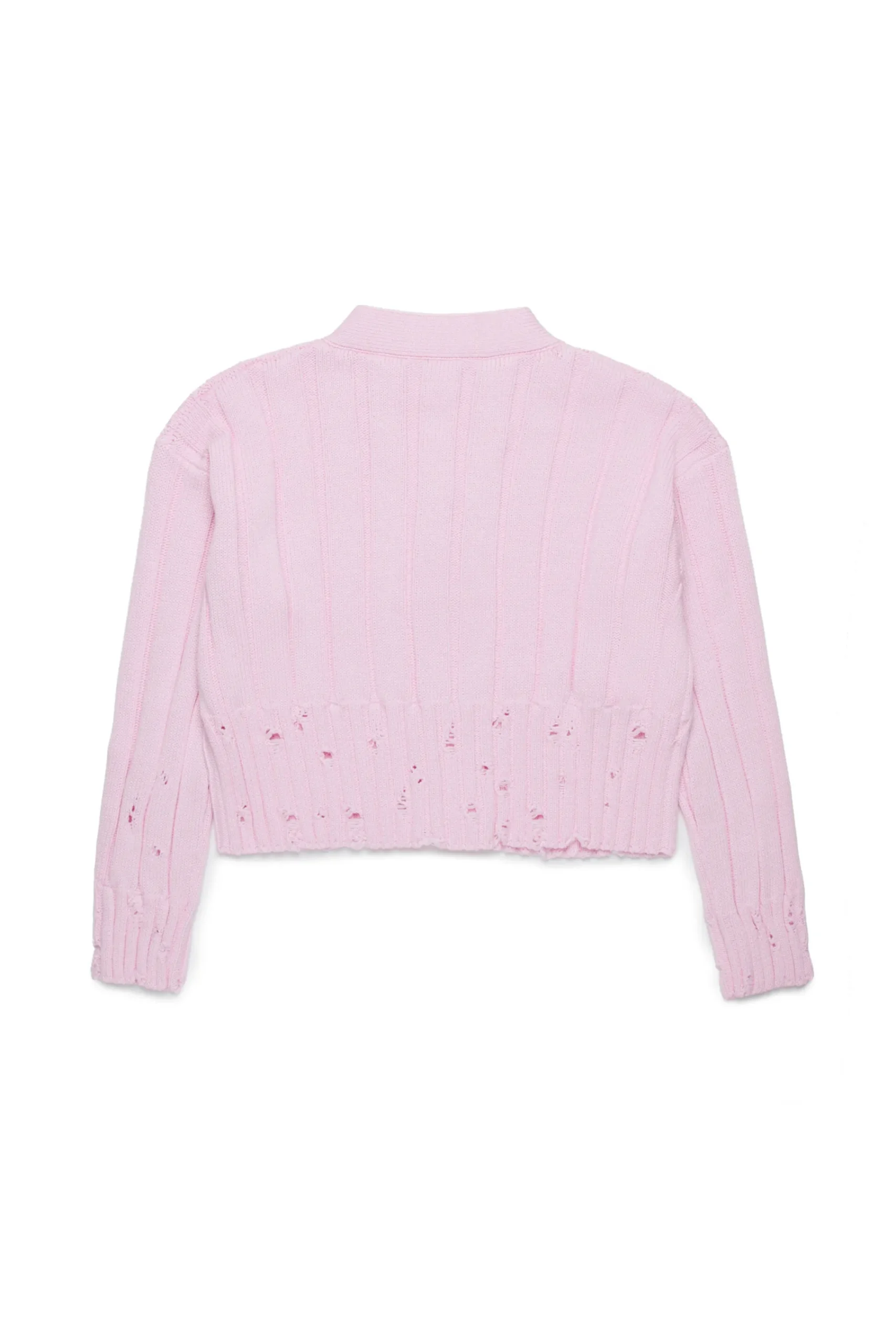Knitwear>MARNI Ribbed cardigan with rips light pink