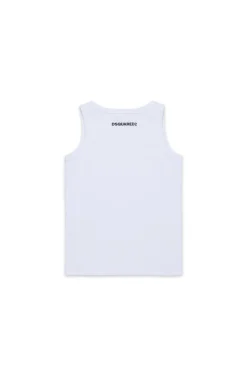 T-Shirts | Swimwear>DSQUARED2 Ribbed sleeveless branded T-shirt white