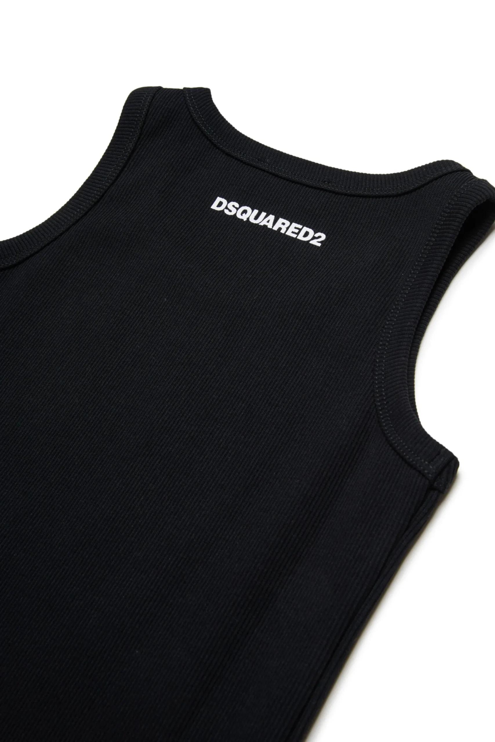 T-Shirts | Swimwear>DSQUARED2 Ribbed sleeveless branded T-shirt black