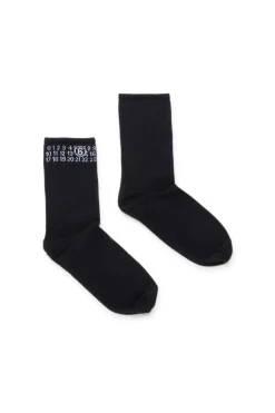 Socks | Logomania>MM6 MAISON MARGIELA Ribbed socks branded with numeric logo black