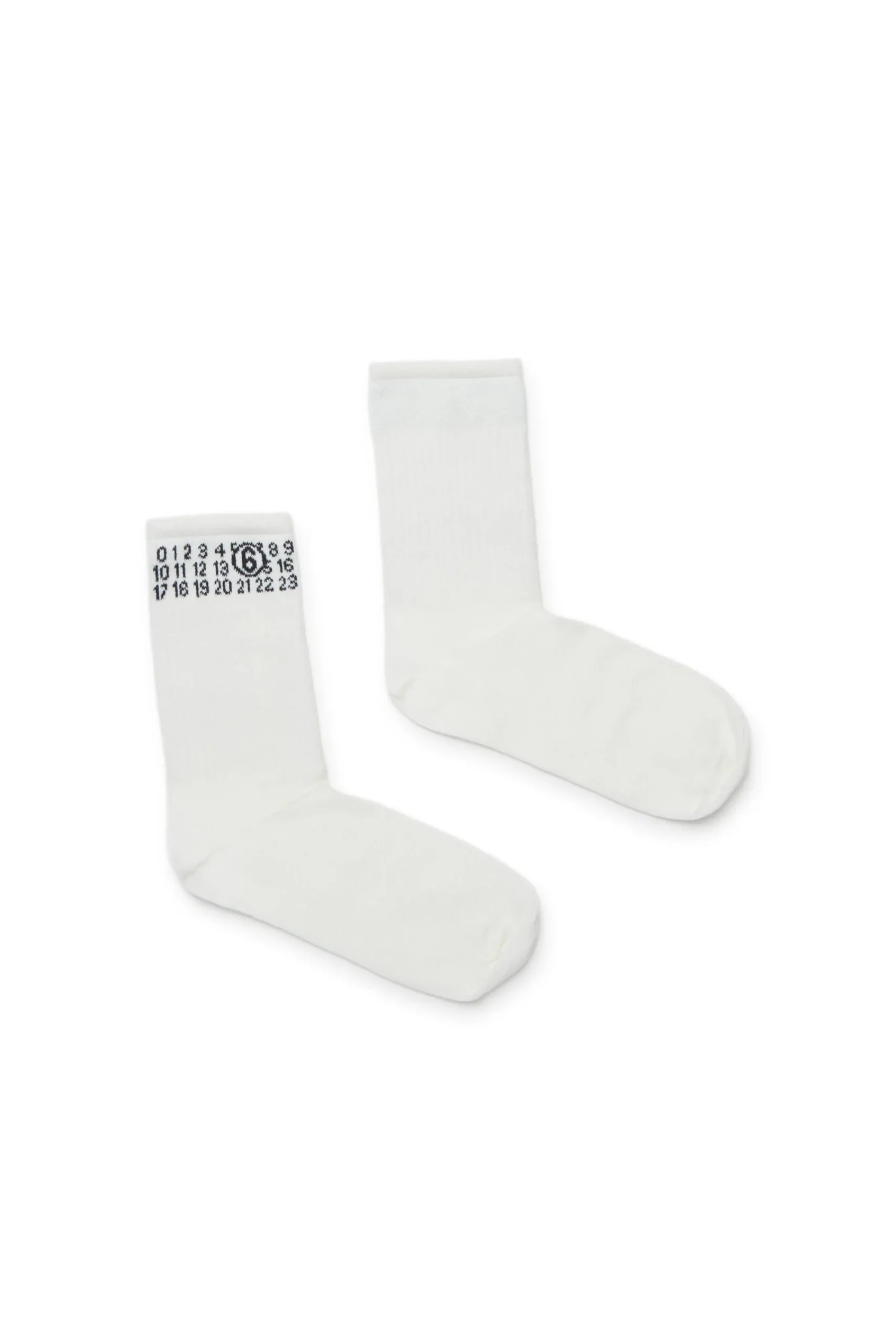 Socks | Logomania>MM6 MAISON MARGIELA Ribbed socks branded with numeric logo white