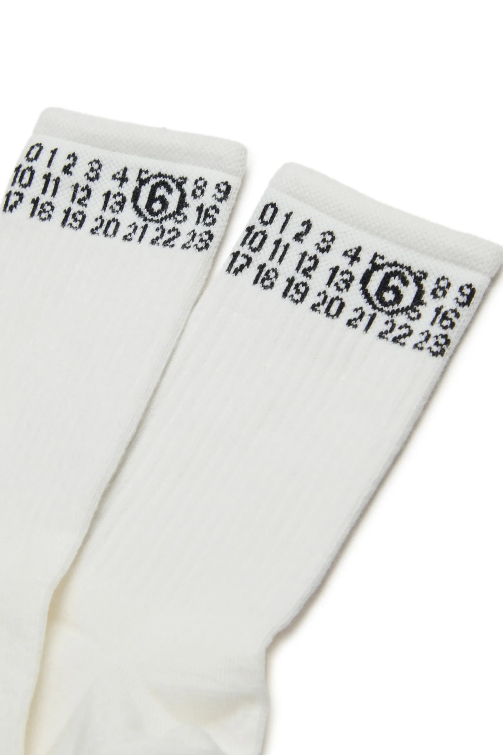 Socks | Logomania>MM6 MAISON MARGIELA Ribbed socks branded with numeric logo white