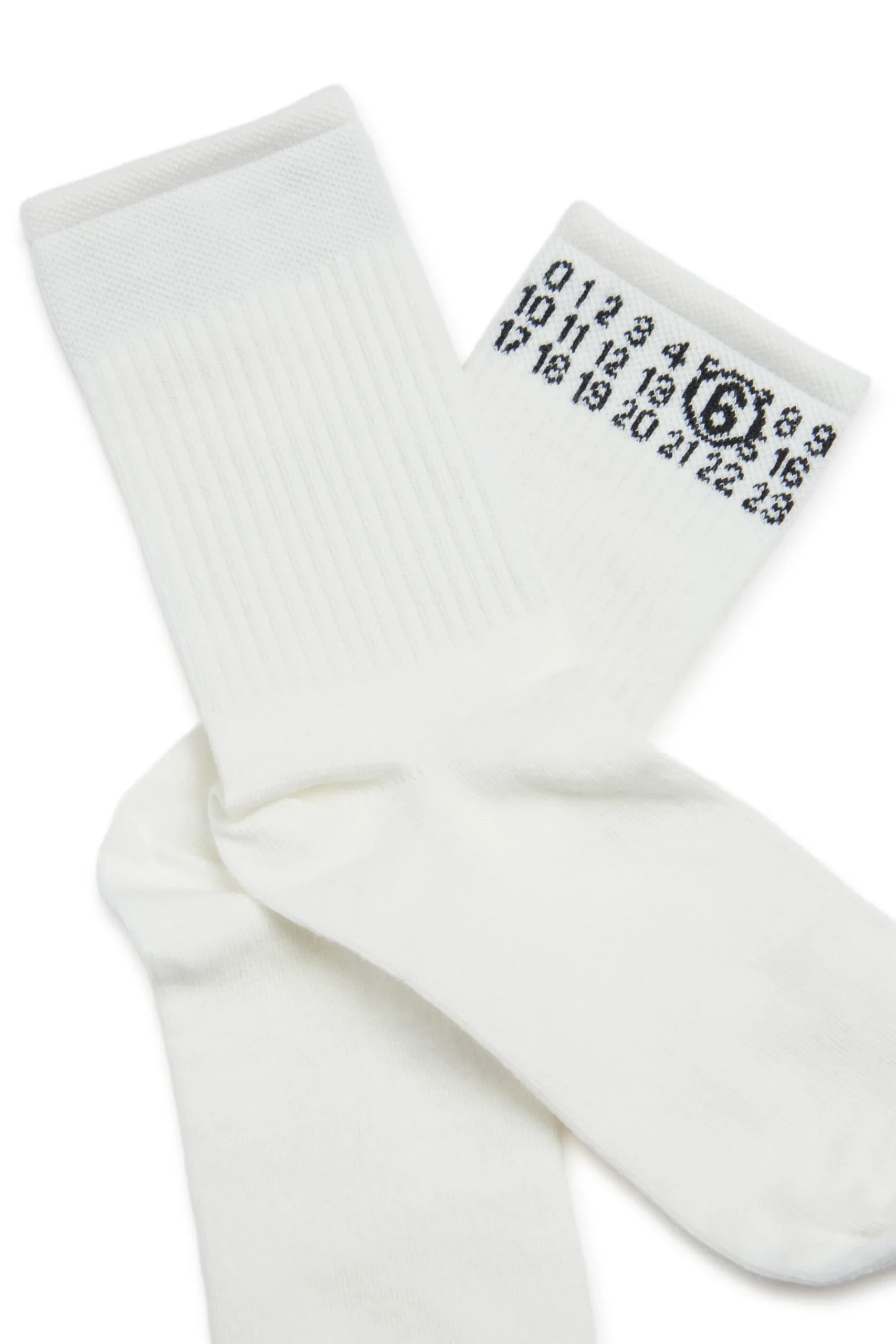 Socks | Logomania>MM6 MAISON MARGIELA Ribbed socks branded with numeric logo white