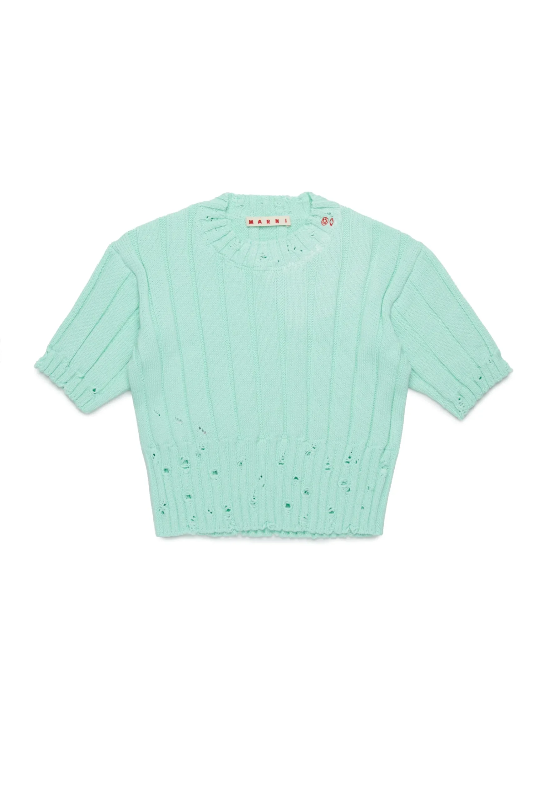 Knitwear>MARNI Ribbed tops with rips placid blue