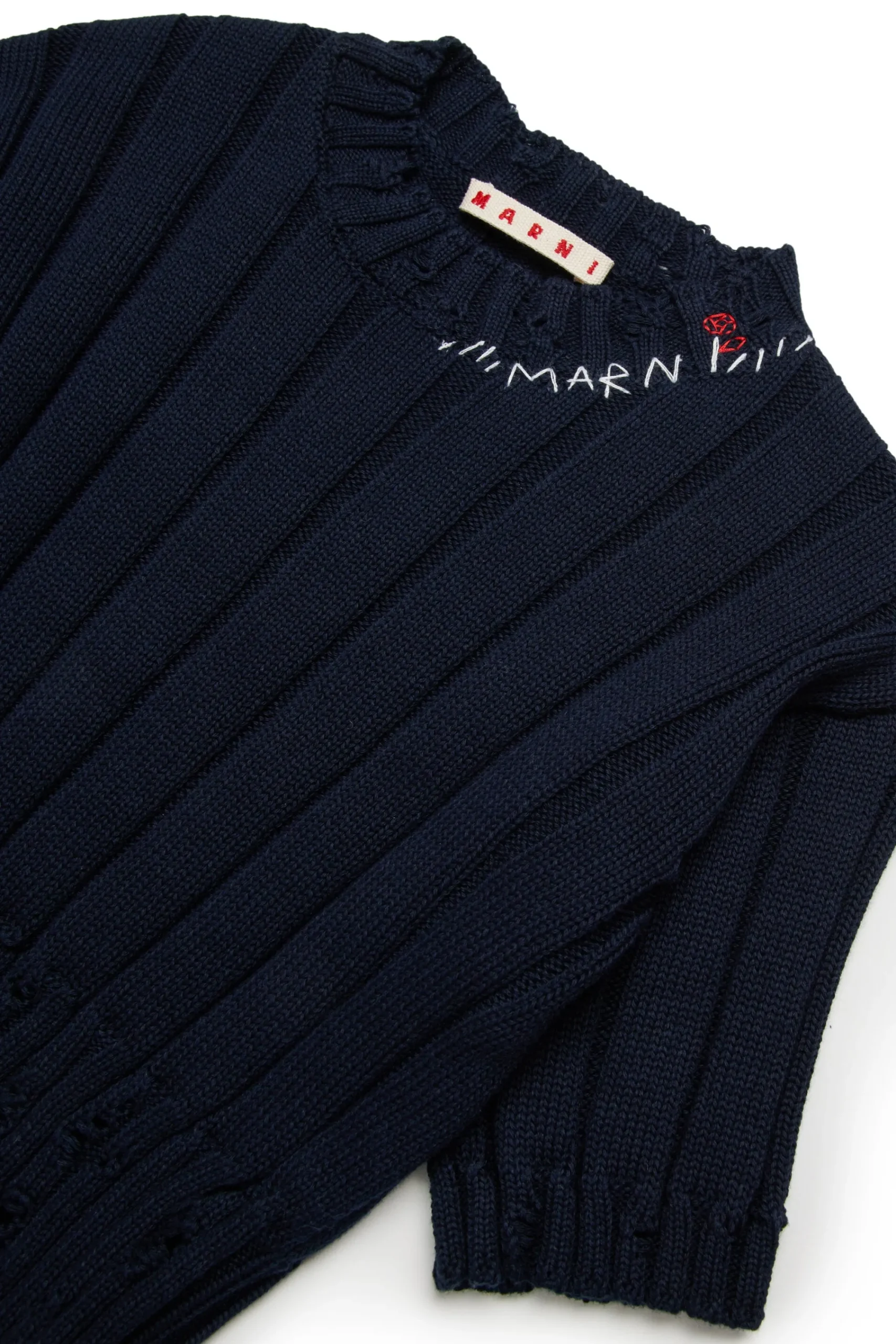 Knitwear>MARNI Ribbed tops with rips blue navy