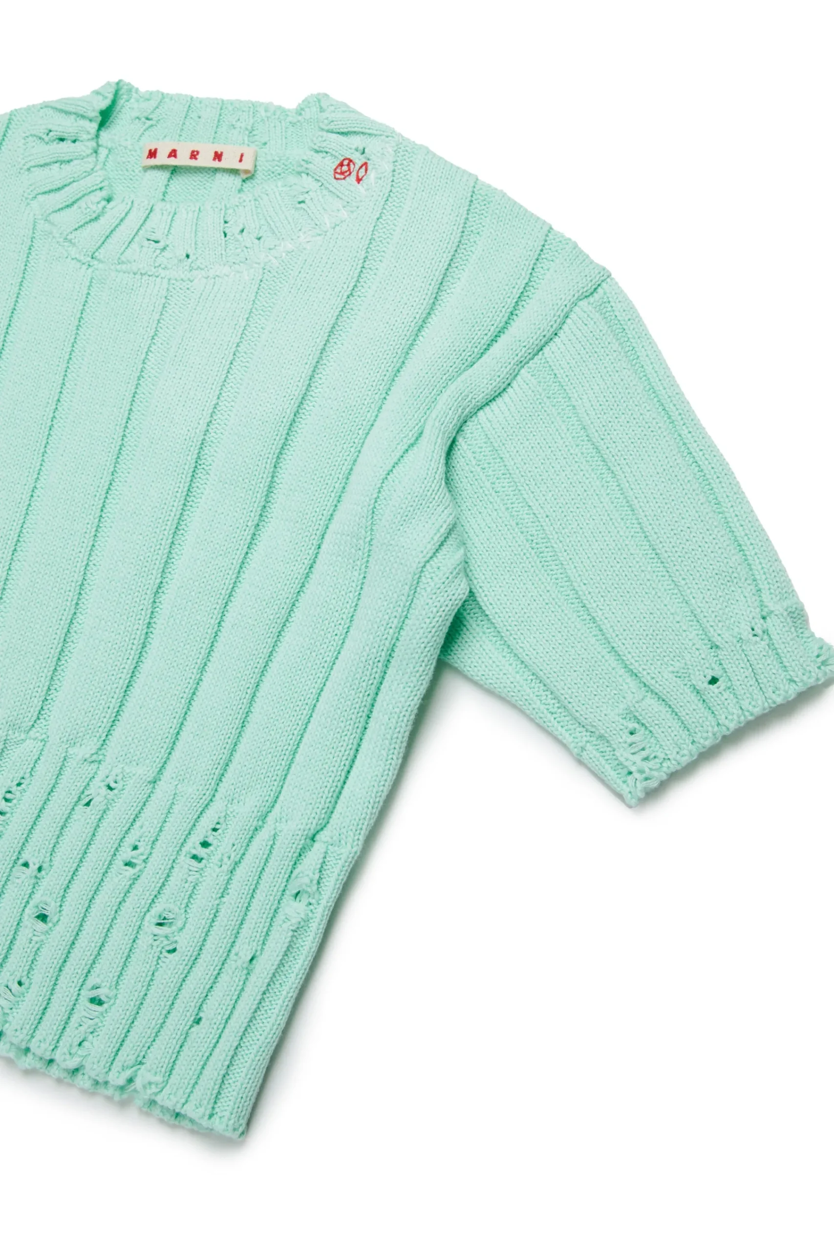 Knitwear>MARNI Ribbed tops with rips placid blue