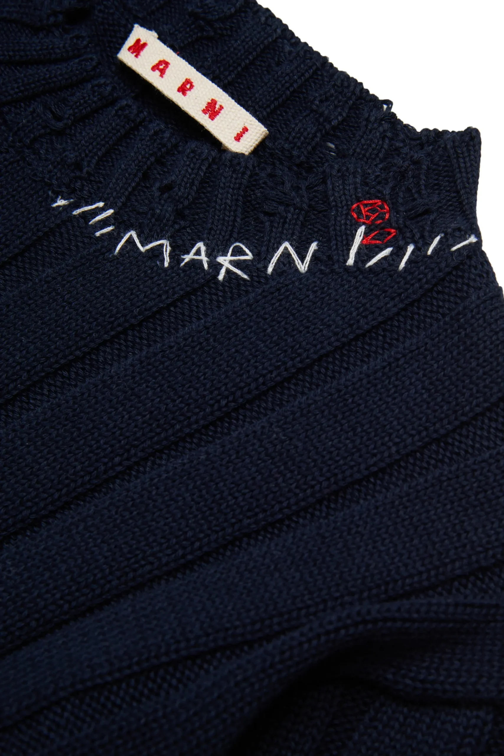 Knitwear>MARNI Ribbed tops with rips blue navy