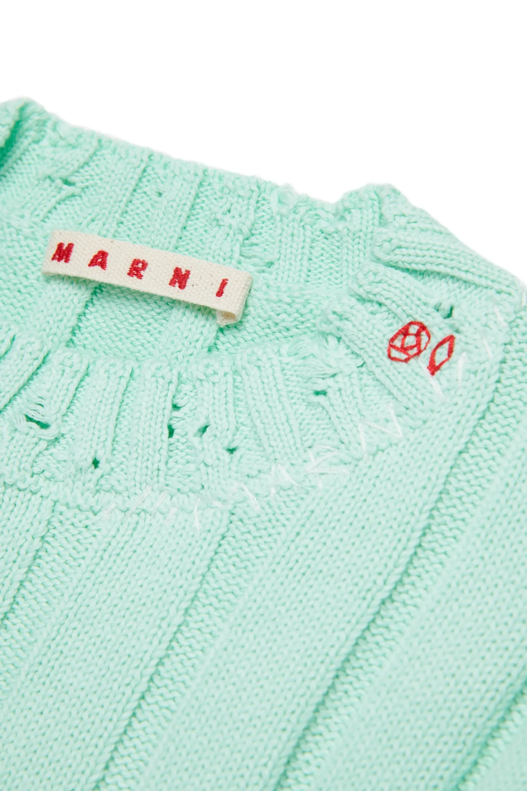 Knitwear>MARNI Ribbed tops with rips placid blue