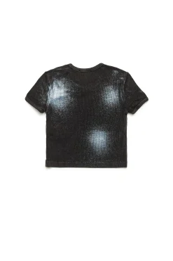 T-Shirts>DIESEL Ribbed T-shirt with mylar finishing black