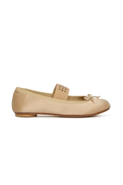 Slippers And Sandals | Slippers And Sandals>MM6 MAISON MARGIELA Satin ballet shoes with Numeric logo nude