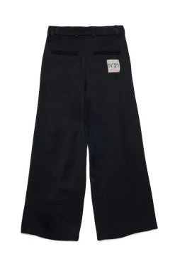Pants | Party Looks>N°21 Satin palazzo pants with pleats black
