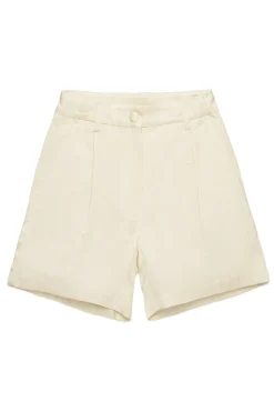 Shorts | Party Looks>N°21 Satin shorts with pleats creamy white