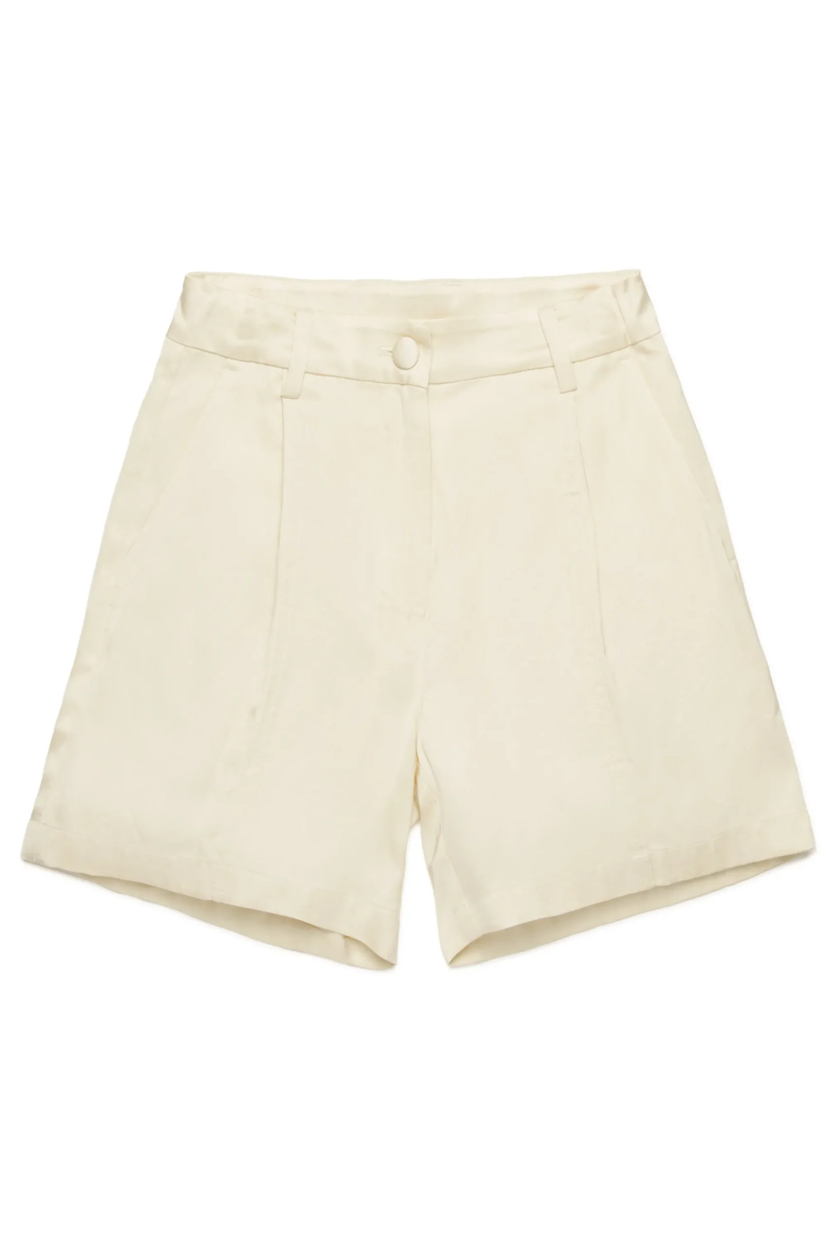 Shorts | Party Looks>N°21 Satin shorts with pleats creamy white