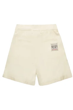 Shorts | Party Looks>N°21 Satin shorts with pleats creamy white