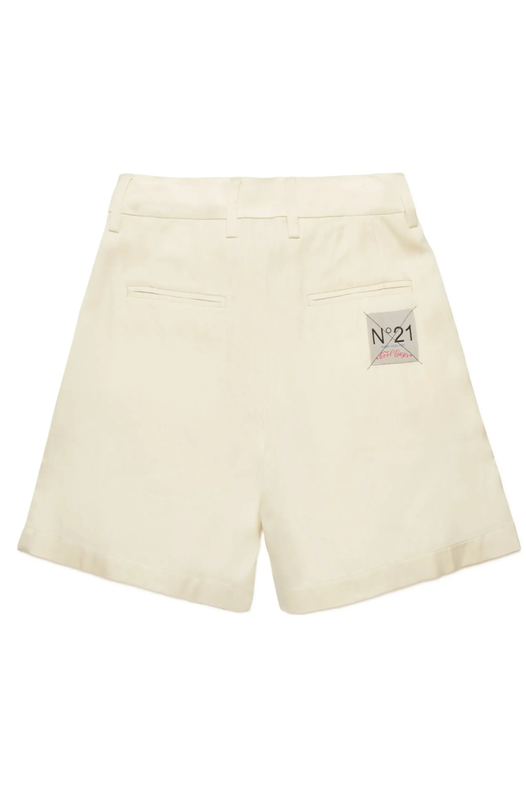 Shorts | Party Looks>N°21 Satin shorts with pleats creamy white
