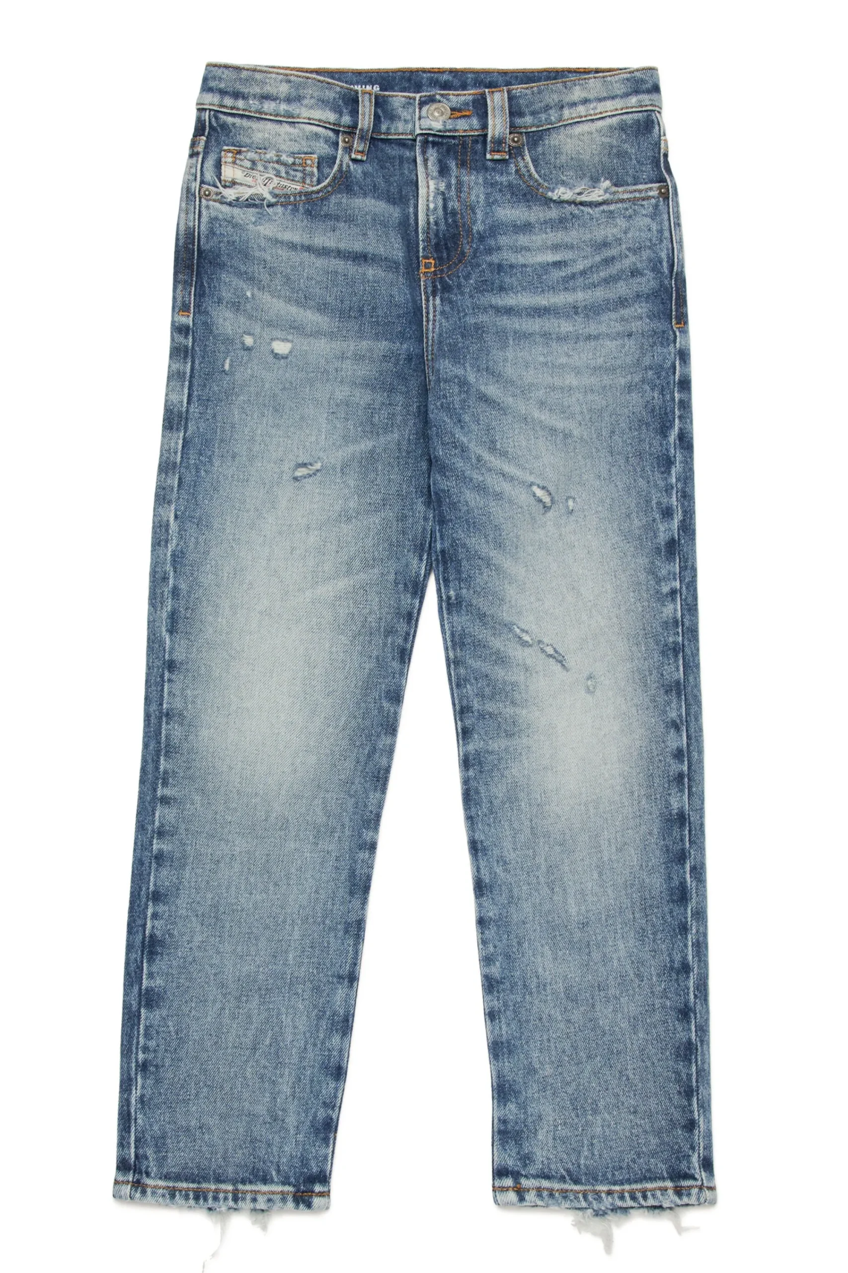Denim-Mania | Denim-Mania>DIESEL Shaded straight jeans with abrasions - 2020 D-Viker blue denim