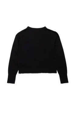 Knitwear | Oval D By Diesel>DIESEL Shaved knit cardigan branded with Oval D logo black