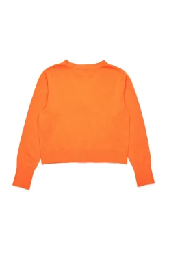 Oval D By Diesel | Oval D By Diesel>DIESEL Shaved knit cardigan branded with Oval D logo orange