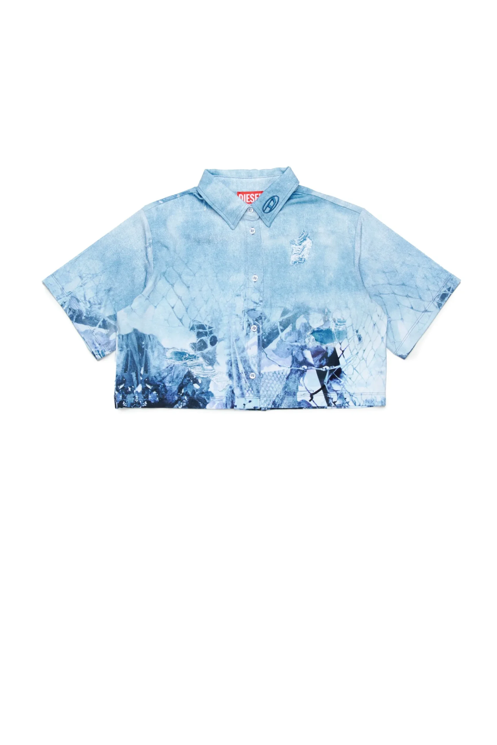 Shirts>DIESEL Shirt with allover Camouflower graphics blue denim