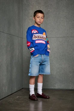 Shorts | Shorts>DSQUARED2 Shorts in shaded denim with tape blue denim