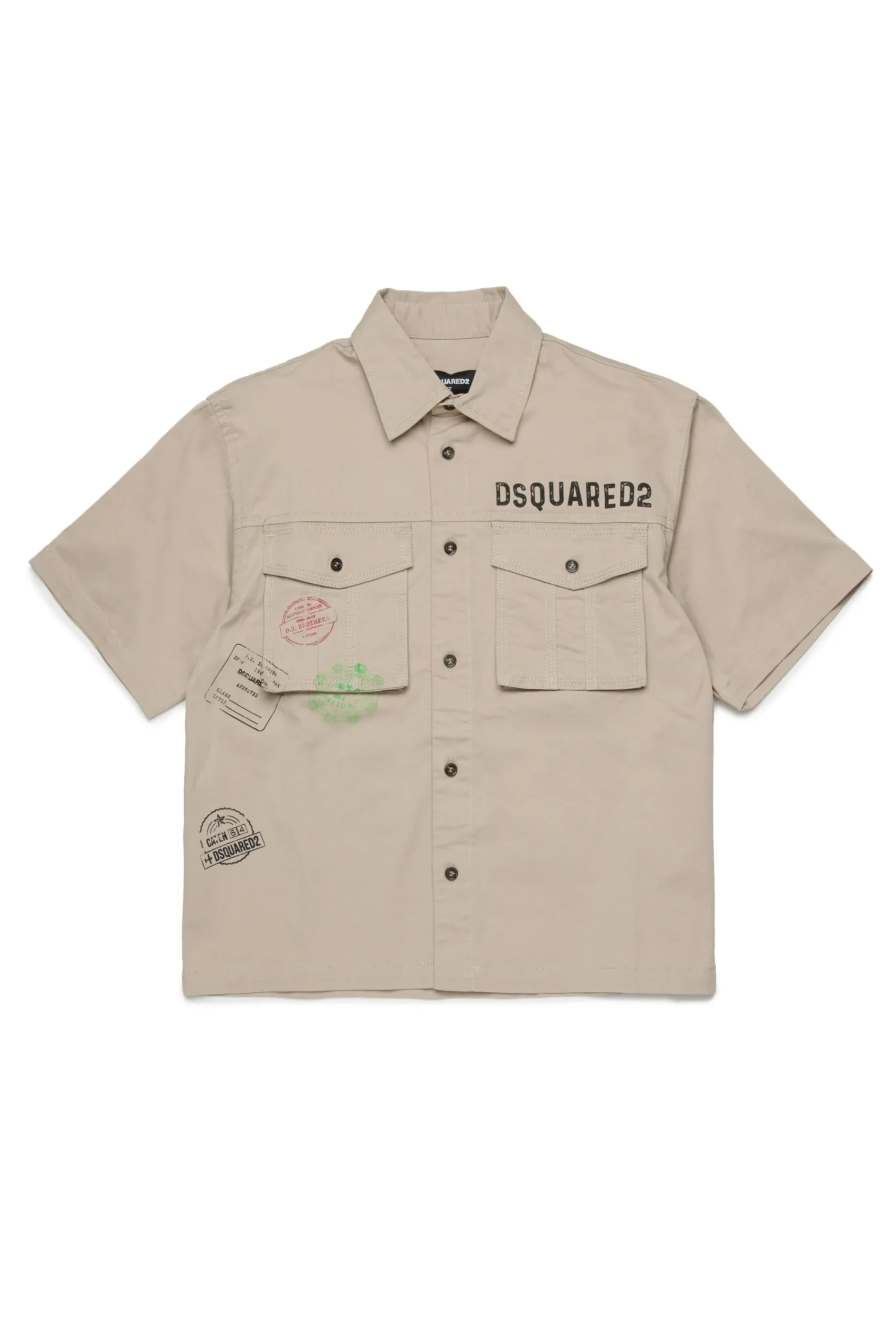 Shirts>DSQUARED2 Short-sleeved shirt with Passport graphics medium gray