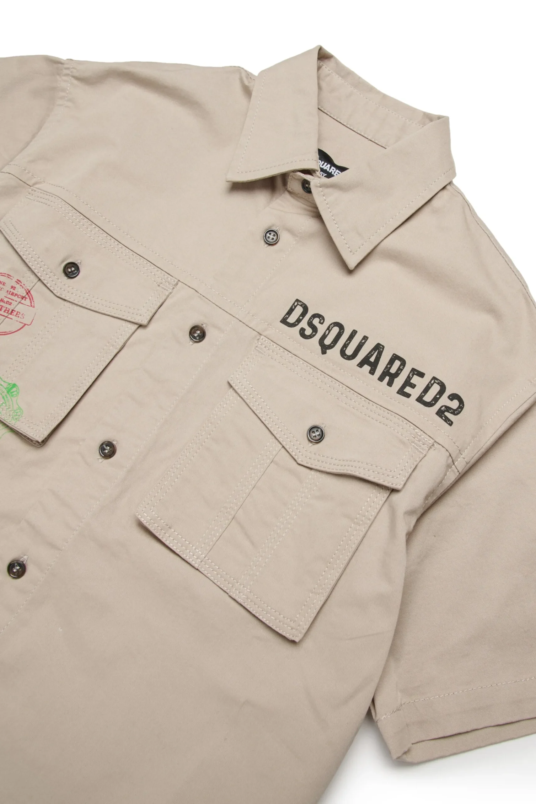 Shirts>DSQUARED2 Short-sleeved shirt with Passport graphics medium gray