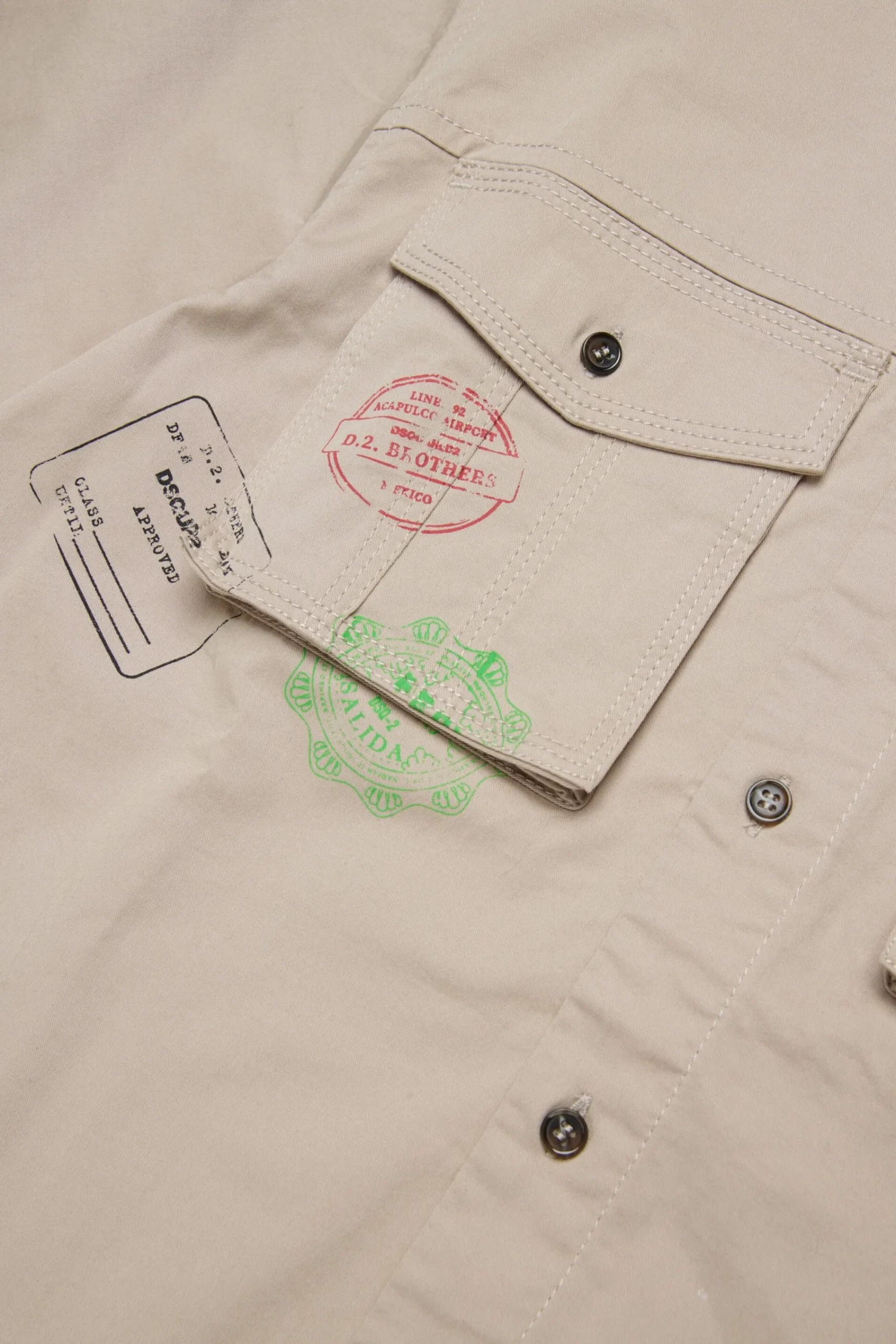 Shirts>DSQUARED2 Short-sleeved shirt with Passport graphics medium gray
