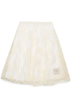 Skirts>N°21 Skirt with embroidered organza flowers creamy white
