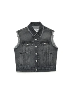Jackets And Padded Jackets | Denim-Mania>MM6 MAISON MARGIELA Sleeveless black denim jacket Denim Black