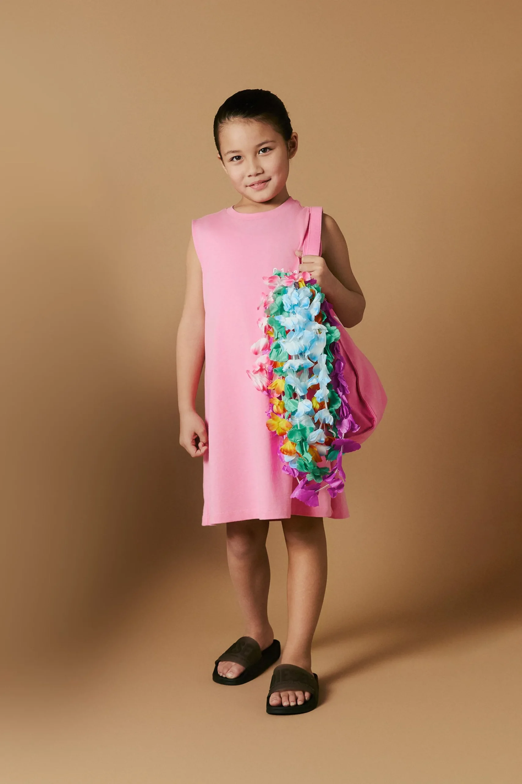 Swimwear | Swimwear>MM6 MAISON MARGIELA Sleeveless cover-up dress with Numeric logo light pink
