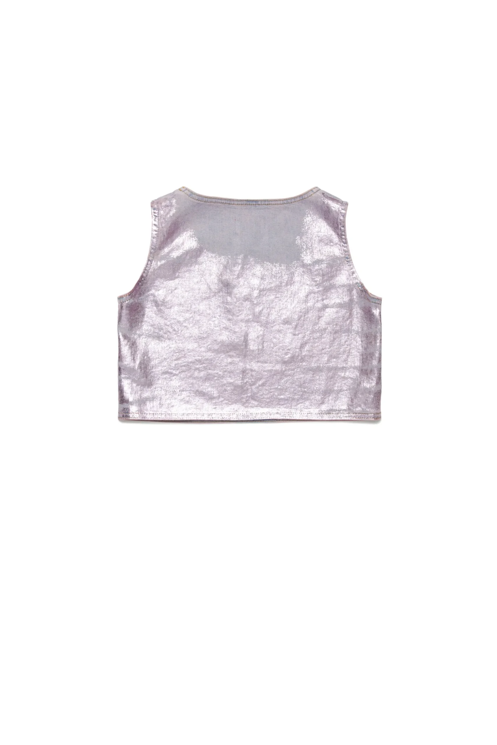 T-Shirts | Oval D By Diesel>DIESEL Sleeveless denim T-shirt with mylar finishing violet