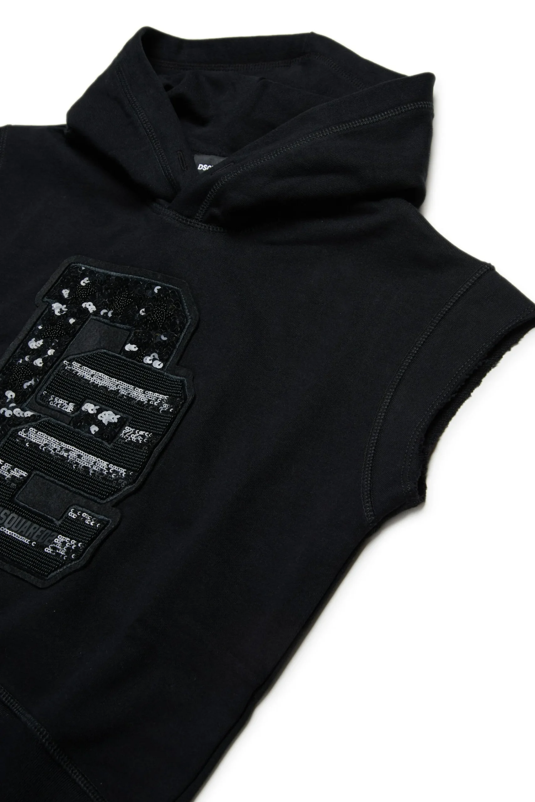 Sweatshirts | Logomania>DSQUARED2 Sleeveless evening sweatshirt with rhinestones logo black