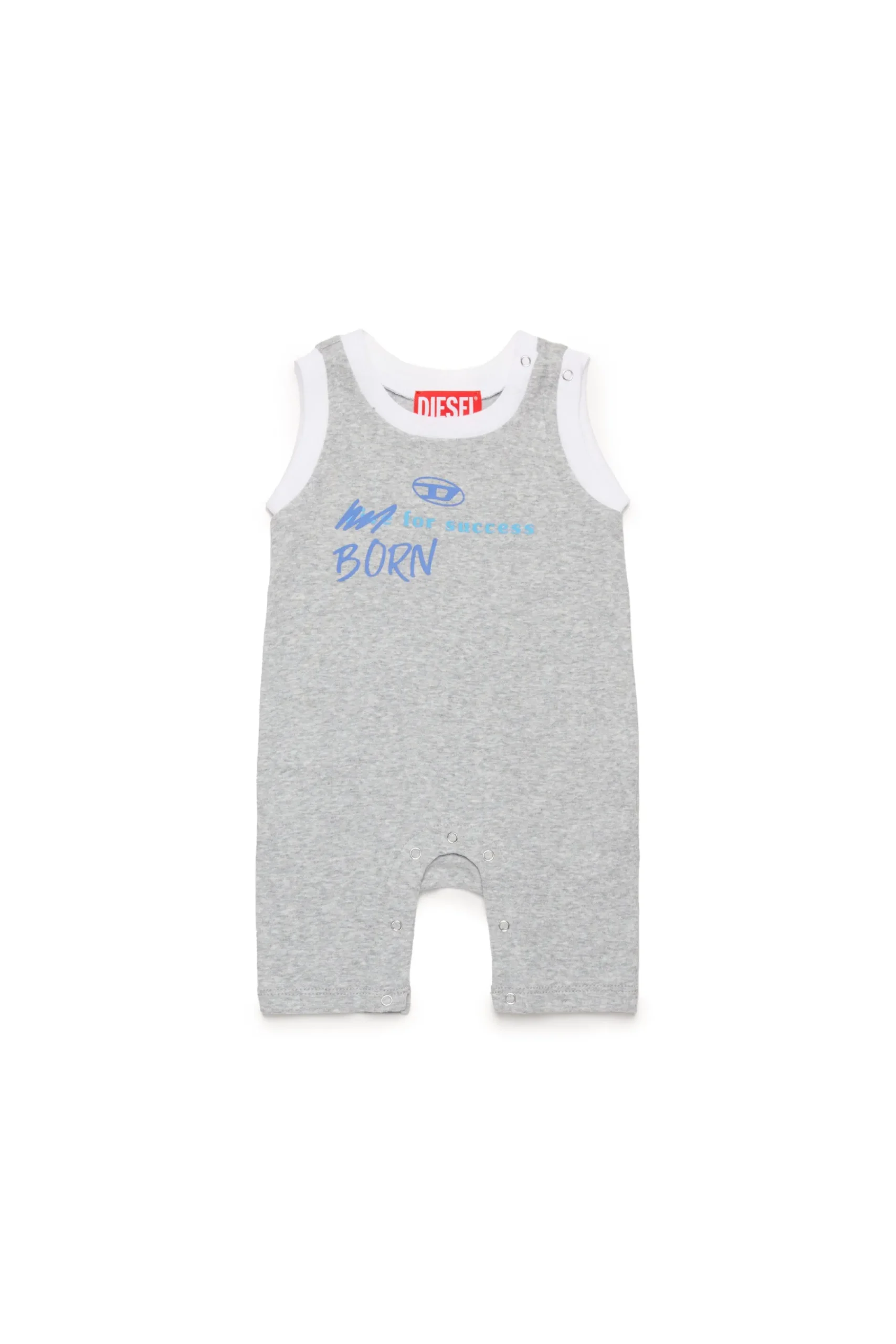 Newborn (0-12M)>DIESEL Sleeveless jumpsuit with Born for Success graphics grey melange