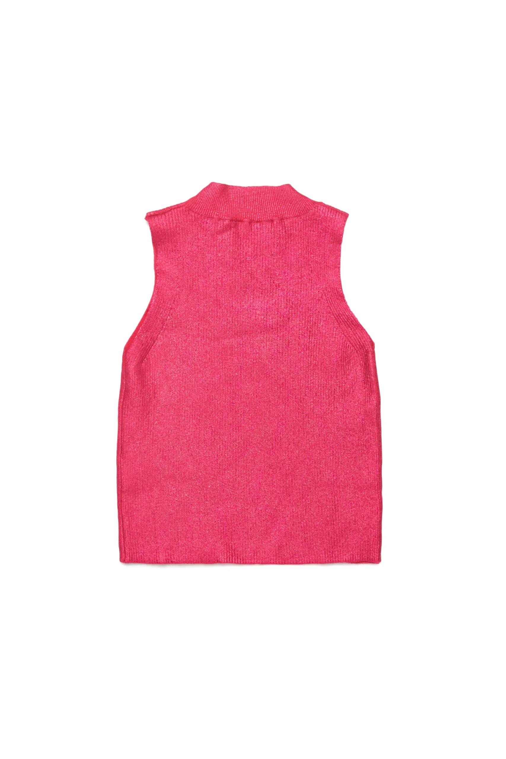 Knitwear | Oval D By Diesel>DIESEL Sleeveless mylar-effect ribbed knit top strawberry pink