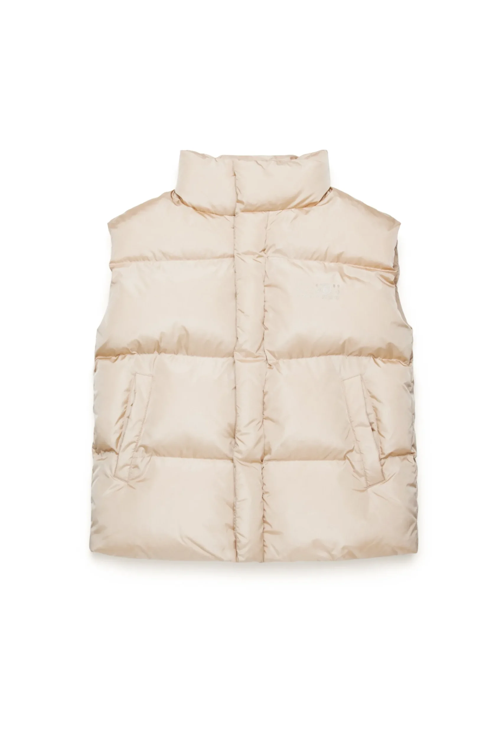 Jackets And Padded Jackets | Jackets And Padded Jackets>MM6 MAISON MARGIELA Sleeveless padded jacket with Numeric logo beige