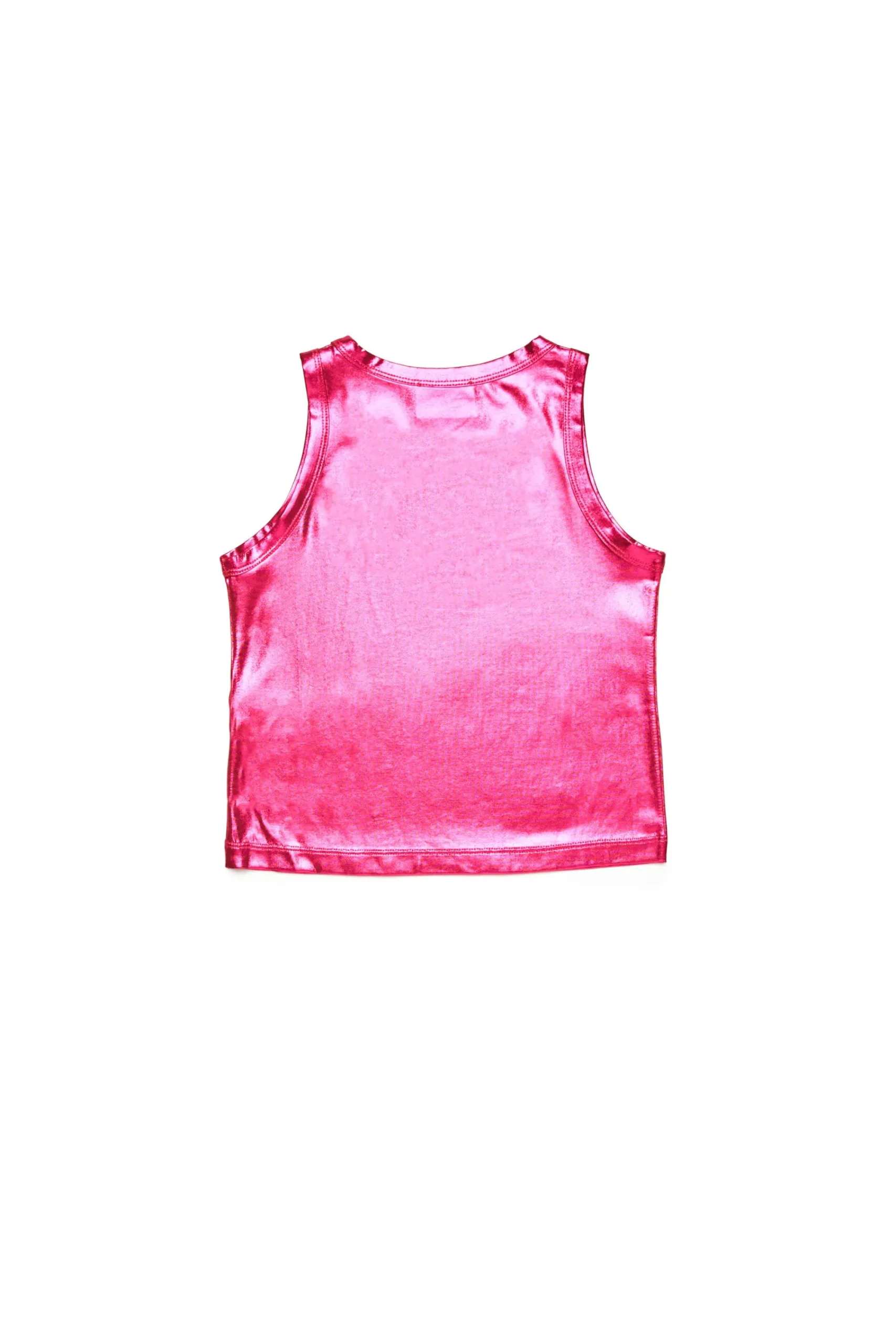 T-Shirts | Oval D By Diesel>DIESEL Sleeveless top with metallic finish strawberry pink