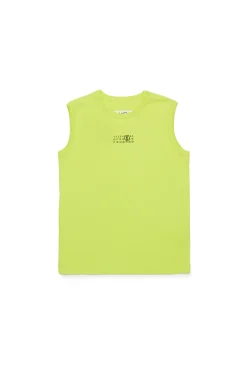 T-Shirts | Logomania>MM6 MAISON MARGIELA Sleeveless T-shirt branded with numeric logo fluo green