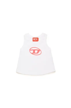 Swimwear | Oval D By Diesel>DIESEL Sleeveless T-shirt branded with Oval D logo white