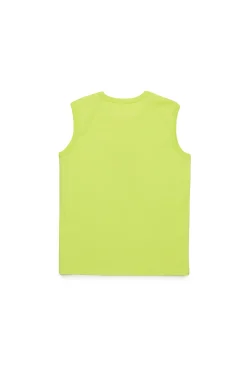 T-Shirts | Logomania>MM6 MAISON MARGIELA Sleeveless T-shirt branded with numeric logo fluo green
