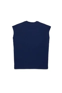 T-Shirts | Logomania>DSQUARED2 Sleeveless T-shirt with Milano logo dark blue