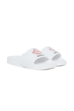 Swimwear | Swimwear>DSQUARED2 Slide slippers with Maple Leaf outline white