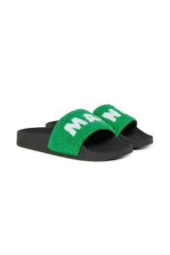Slippers And Sandals | Slippers And Sandals>MARNI Sponge slide slippers with maxi logo green