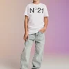 Jeans | Denim-Mania>N°21 Straight jeans with marbled effect blue denim