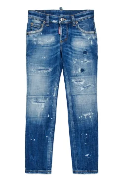 Jeans | Denim-Mania>DSQUARED2 Straight jeans with tears and stains - Clement blue denim