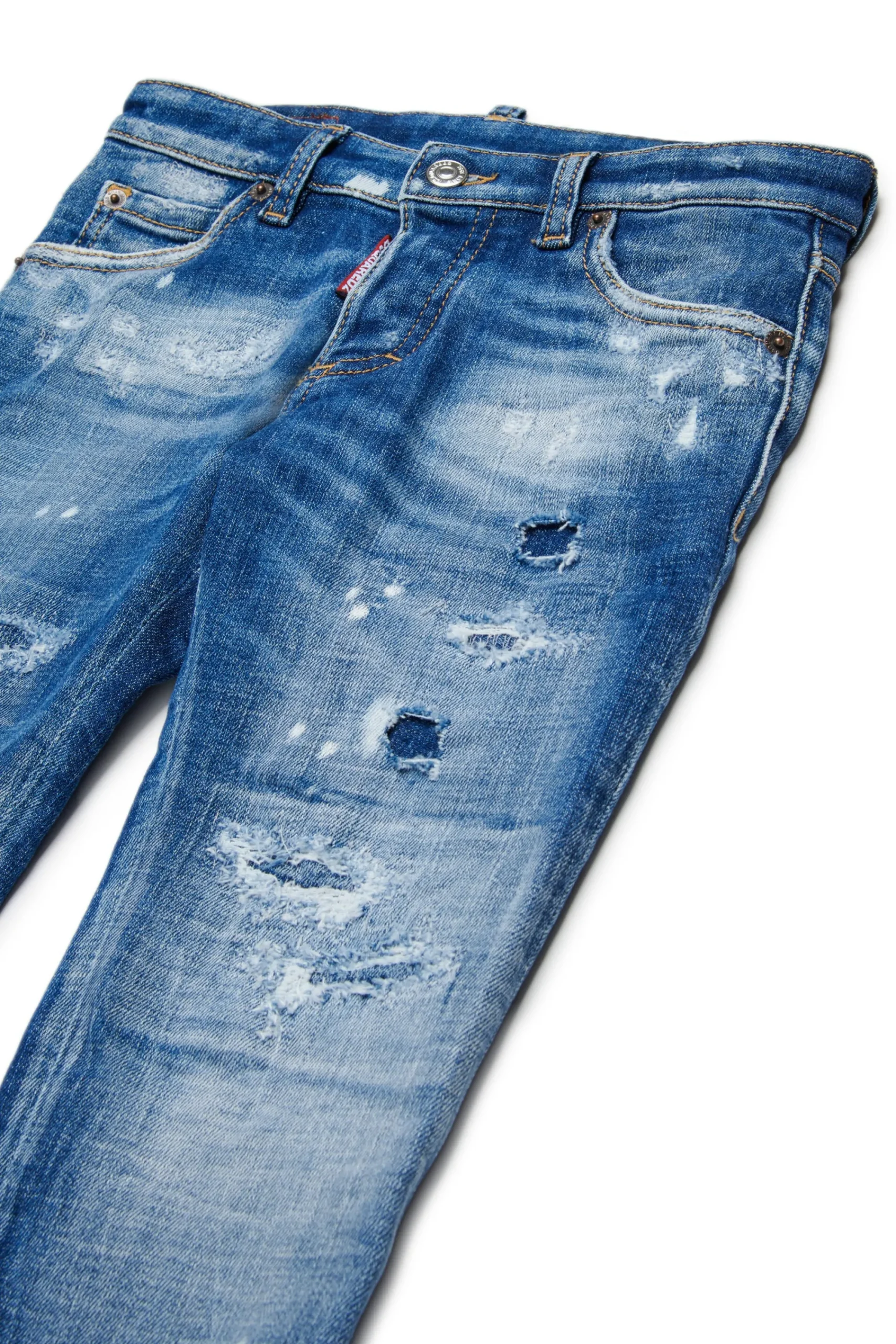 Jeans | Denim-Mania>DSQUARED2 Straight jeans with tears and stains - Clement blue denim