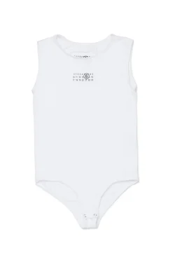 T-Shirts | T-Shirts>MM6 MAISON MARGIELA Stretch jersey bodysuit with Numeric logo white
