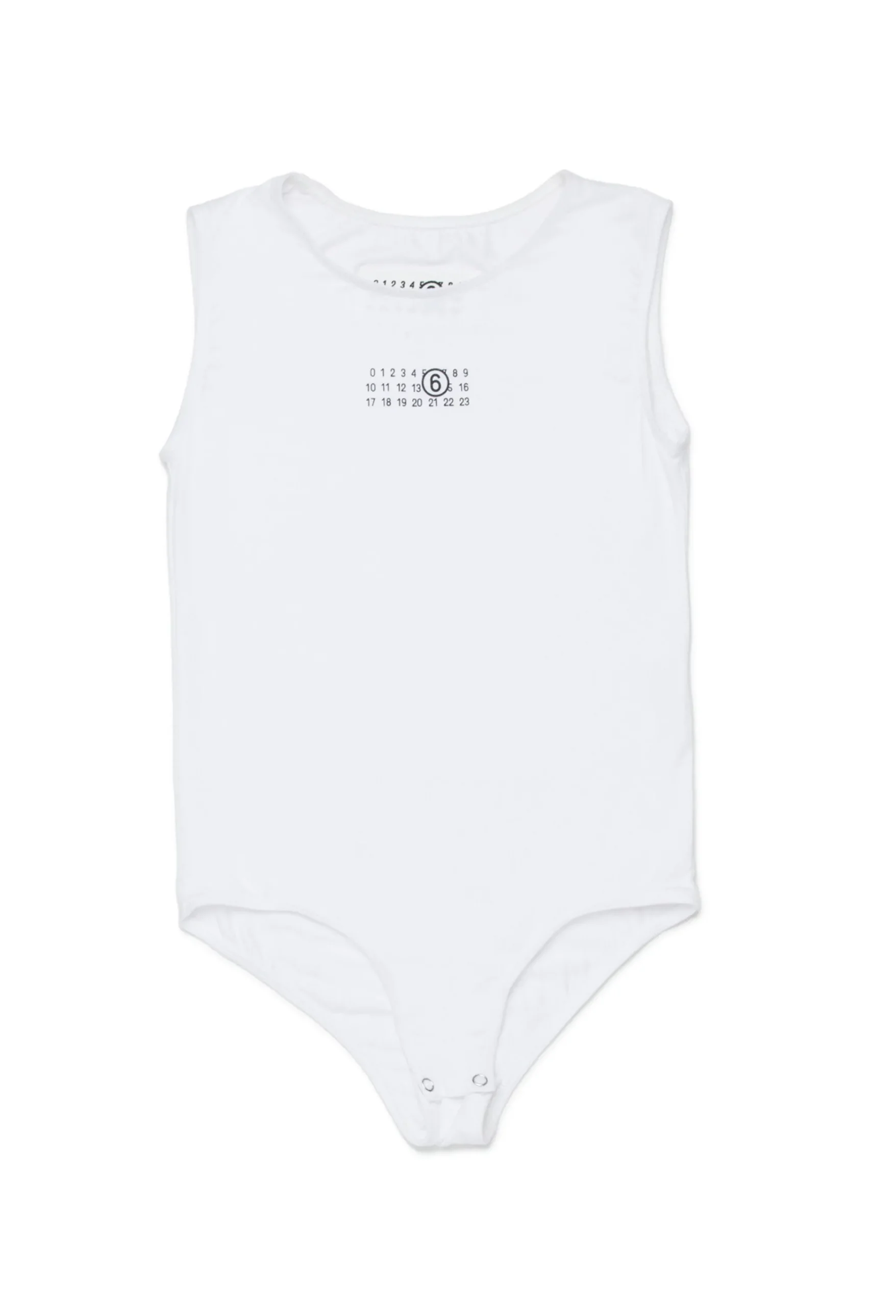 T-Shirts | T-Shirts>MM6 MAISON MARGIELA Stretch jersey bodysuit with Numeric logo white