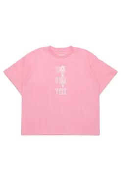 T-Shirts | Logomania>MM6 MAISON MARGIELA Stretched logo jersey T-shirt light pink